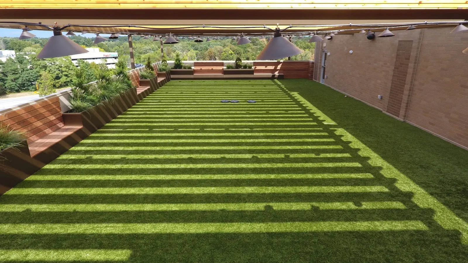 commercial roof top artificial grass lawn